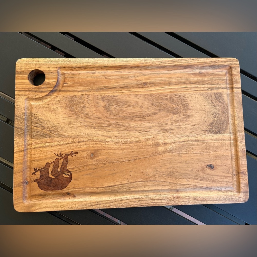 Wooden Cutting Board with a Sloth